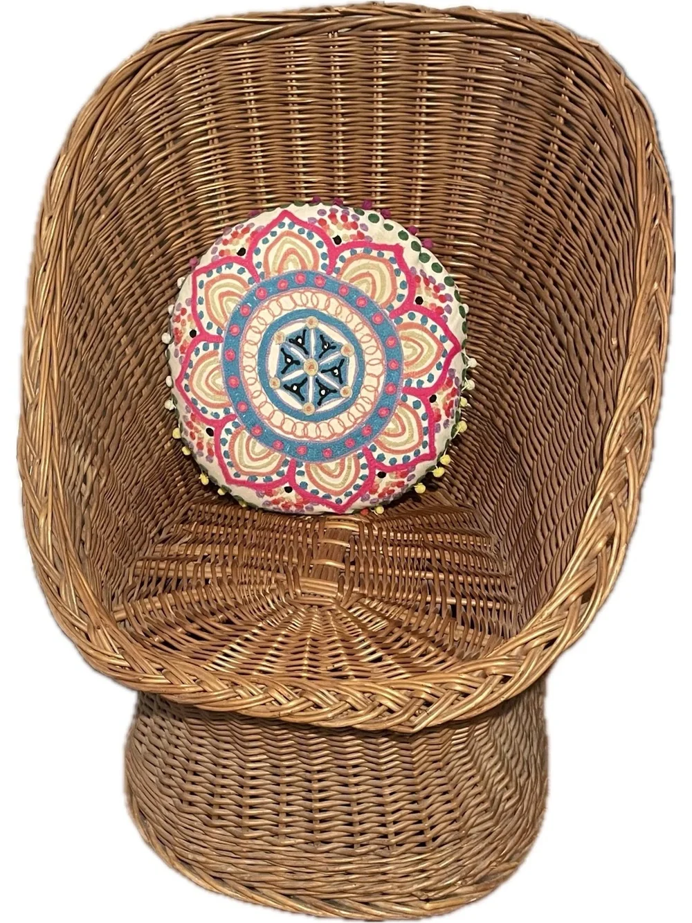 Round Decorative Pillow - Multicolor Boho Medallion